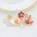 Elegant butterfly flower rhinestone pearl alloy hair clip duckbill clip for women daily. - Silver & Coffee (H009461)