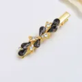 Élégante pince à cheveux bec de canard en cristal avec strass, accessoire élégant. - Noir et Blanc (H010034)
