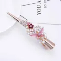 Élégante pince à cheveux papillon en strass, barrette fleur rose chic pour femmes. - Rose