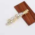 Pince à cheveux strass dorée élégante nœud cristal barrette bec de canard accessoire coiffure mode - Blanc (H010035)
