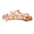 Détail pince à cheveux ressort papillon fleur émail strass pour femme élégante coiffure. - 8 cm / Café