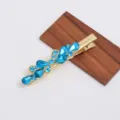 Élégante pince à cheveux dorée avec cristaux strass bleus accessoire de coiffure - Bleu (H010035)