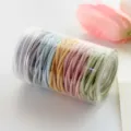 Candy color seamless hair ties set, colorful elastic rubber hair bands in clear cylinder box - Morandi Color