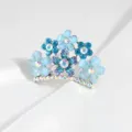 Blue crystal floral children hair comb crown sparkling rhinestone tiara hairpin accessory - FS20768 / Blue
