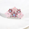Korean children princess crown crystal rhinestone hair comb cute girls sweet hair accessory - FS20768 / Pink