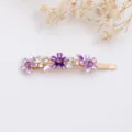 Elegant Purple Enamel Flower Hair Clip With Sparkling Rhinestones For Daily Wear - RY07622(Purple)