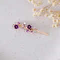 Purple Floral Hair Clip Gold Enamel Bobby Pin Elegant Side Hair Accessory for Women - RY07624(Purple)