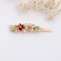 Elegant enamel flower hair clip with sparkling rhinestones, perfect for women's daily styling. - RY07626(Coffee)