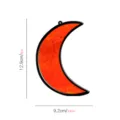 Detalle del adorno de luna creciente de vidrio, textura acrílica naranja y borde negro elegante. - Estilo A