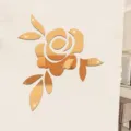 3D Rosen Acryl Spiegel Wandaufkleber, selbstklebende florale Dekoration für Ihr Wohnzimmer. - JM041 Gold