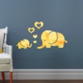 Adhesivo de pared de espejo acrílico con lindo elefante y corazón para decoración DIY. - JM343 Dorado