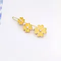 Elegant yellow four-leaf clover hairpin with pearl details, sweet and fresh style. - Yellow