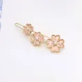 Sweet pink enamel flower hair clip with pearl center, delicate metal bobby pin for women. - Purple