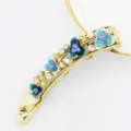 Pince à cheveux banane en métal avec fleurs émaillées bleues et strass brillants, accessoire 10cm. - HB00746 Bleu