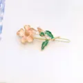 Sweet pink flower enamel hair clip, delicate floral side clip for fresh daily hairstyles. - Pink