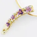 Pinza de pelo tipo plátano dorada de 10 cm con flores de esmalte morado y brillantes para mujeres. - HB00746 Morado