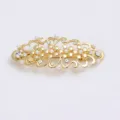 Elegant gold tone floral alloy barrette with pearls and sparkling rhinestones hair clip - Gold