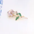 Sweet purple enamel flower hair clip, elegant plant style side clip for daily wear and styling. - Purple