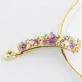 Élégante pince à cheveux banane en alliage avec fleurs en émail violet et strass étincelants. - HB00747 Violet