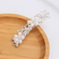 Elegant pearl flower hair clip for women, sparkling alloy spring barrette styling. - Silver