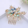 Gold rhinestone pearl hair comb decorative hairpin elegant bridal hair accessory 1pc - FS20864 Blue