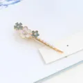Sweet floral hair clip with pearls and rhinestones, fresh style side hairpin for women. - Gray and Purple