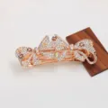 Crystal rhinestone bow hair clip for women, sparkling floral spring barrette for daily styling - Gold Bow Spring Clip (F014306)
