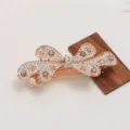 Rose Gold Rhinestone Bow Hair Clip Sparkly Crystal Spring Barrette for Women Elegant Hair - Bow Rhinestone Hair Clip (F014311)
