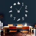 DIY giant acrylic wall clock equestrian theme horse silhouette home decoration large clock - Silver