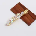 Elegant gold duckbill hair clip decorated with sparkling iridescent rhinestones for women. - Iridescent (H010036)