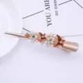 Rose Gold Rhinestone Flower Hair Clip Alloy Duckbill Hairpin Variant Choice Item - Coffee