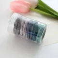 Candy-colored seamless hair ties set in a transparent container, multi-color elastic hair bands. - Grey Green System