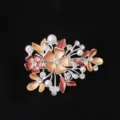 Elegant alloy rhinestone pearl flower duckbill hair clip for women stylish side hair accessory - Silver & Coffee (H009463)