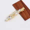 Gold rhinestone butterfly hair clip elegant side duckbill clip for women summer fashion - White (H010038)