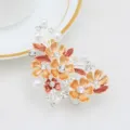 Floral Rhinestone Pearl Duckbill Hair Clip Painted Alloy Hairpin Hair Accessory for Women - Silver & Coffee (H009464)