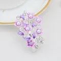 Chic floral hair clip for women featuring purple enamel, pearls, and sparkling rhinestones. - Silver & Purple (H009468)