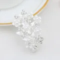 Elegant alloy floral rhinestone faux pearl hair clip, perfect side duckbill hairpin for women. - Silver & White (H009468)