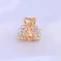 Mini Gold Metal Hair Claw Clip with Rhinestones, Small Sparkling Bangs Hair Pin Accessory - White
