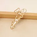 Goldene Metall Haarspange mit süßem Bär und Perlen, elegante Legierung Haarklammer für Damen. - Bär Perle Seitenklammer(H010003 Perle) / Gold