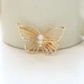 Goldene Schmetterling Haarklammer mit Perlen, elegante Legierung Haarspange für Damen. - Schmetterling Perle Seitenklammer(H010004 Perle) / Gold