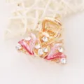 Clip de griffe de cheveux en or feuille d'email rose strass exquis pour accessoire de coiffure - Rose