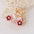 Pince à cheveux papillon en strass, petit accessoire capillaire en métal doré exquis. - Rose