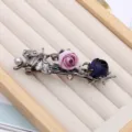 Pince à cheveux rose en tissu style sombre coréen, accessoire élégant vintage pour femmes - Violet et Bleu