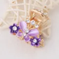 Pince à cheveux papillon strass exquis pour femmes, petit accessory de coiffure doré élégant. - Violet