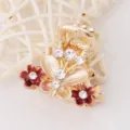 Pince à cheveux papillon fleur en strass exquise pour femmes, accessoires en alliage dorés. - Café
