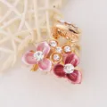 Mini pince à cheveux fleur strass pour femme, accessoires de coiffure brillants et élégants. - Rose