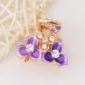 Exquise pince à cheveux mini strass fleur violette pour femmes élégante épingle frange. - Violet