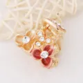 Pince à cheveux fleur strass dorée petit accessoire capillaire en métal pour femmes style - Café