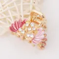 Pince à cheveux griffe en métal avec strass exquis pour femmes, accessoire rose élégant. - Rose