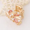 Pince à Cheveux Strass Dorée Élégante Feuille Rose Petite Pince Griffe Accessoires - Café